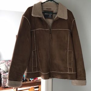 Aeropostale faux suede bomber jacket; XL; tan